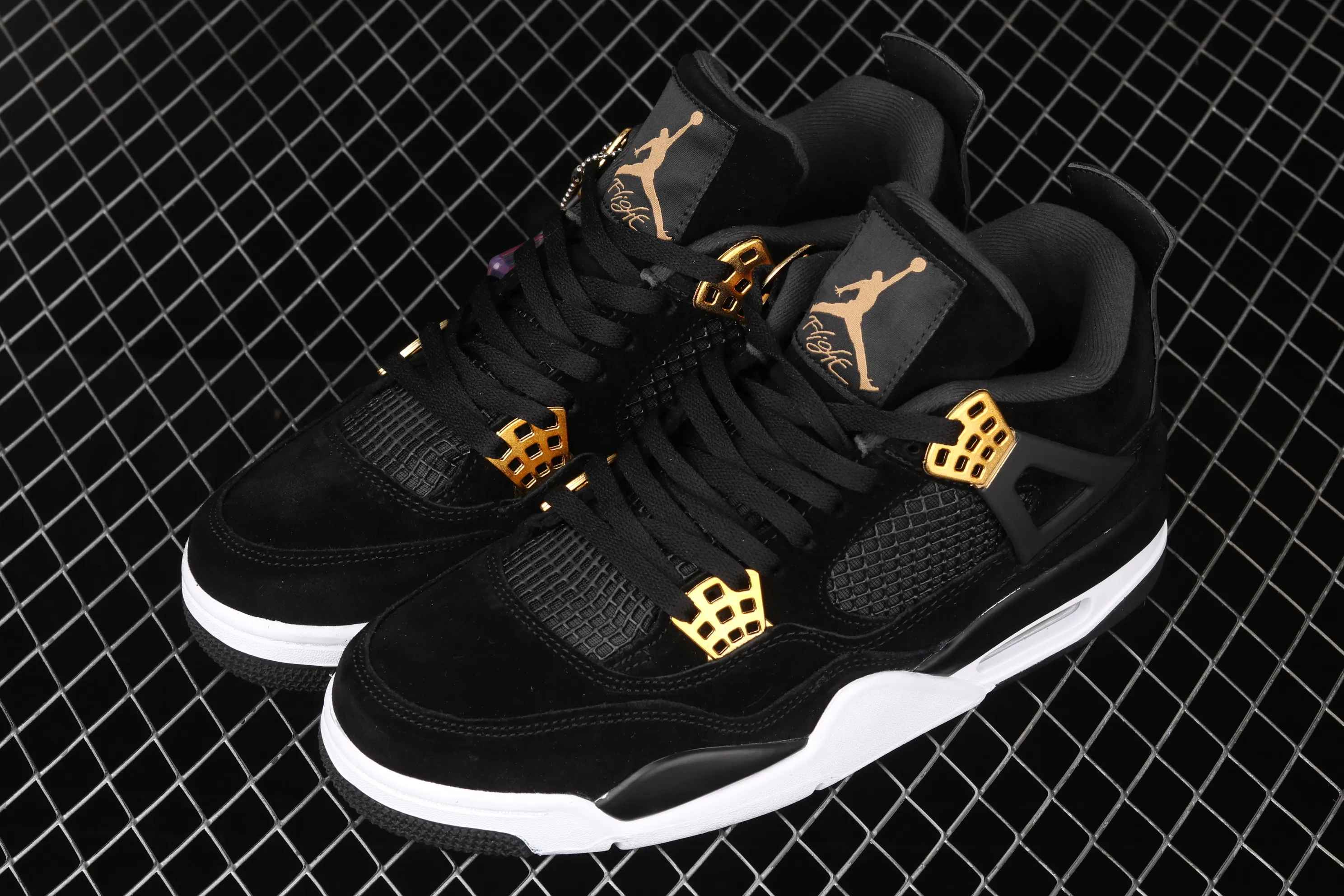 All categories Air Jordan Jordan series basketball shoes Air Jordan 4 G version Air Jordan 4 Retro AJ4 Joe 4 black gold suede basketball shoes 308497-032